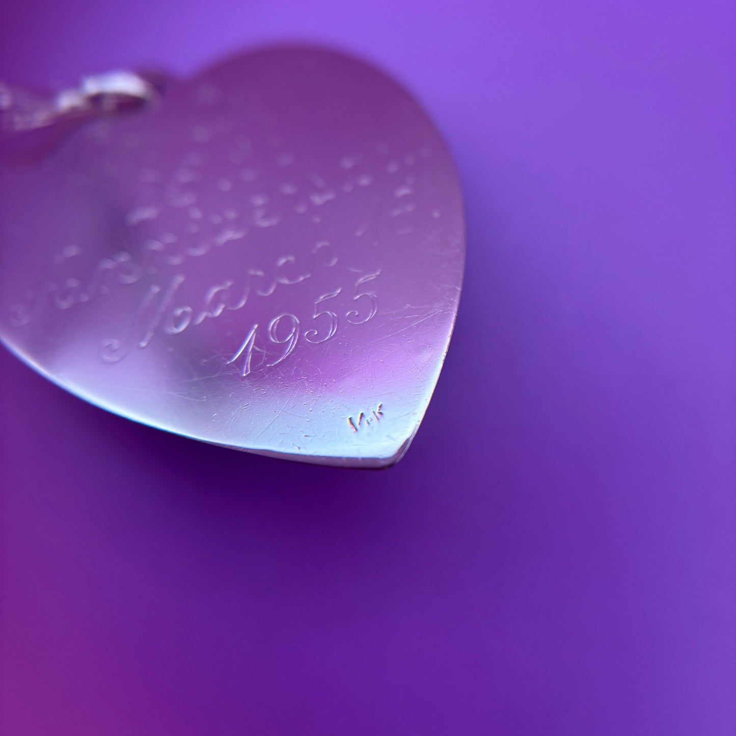 14k engine turned on flat heart with citrine cab pendant