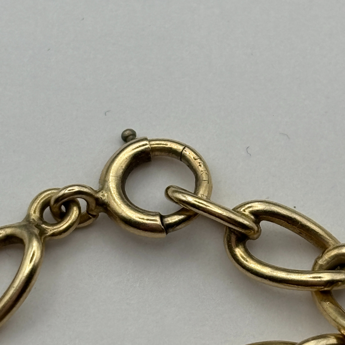 14k elongated curb mid-century bracelet 6.75"