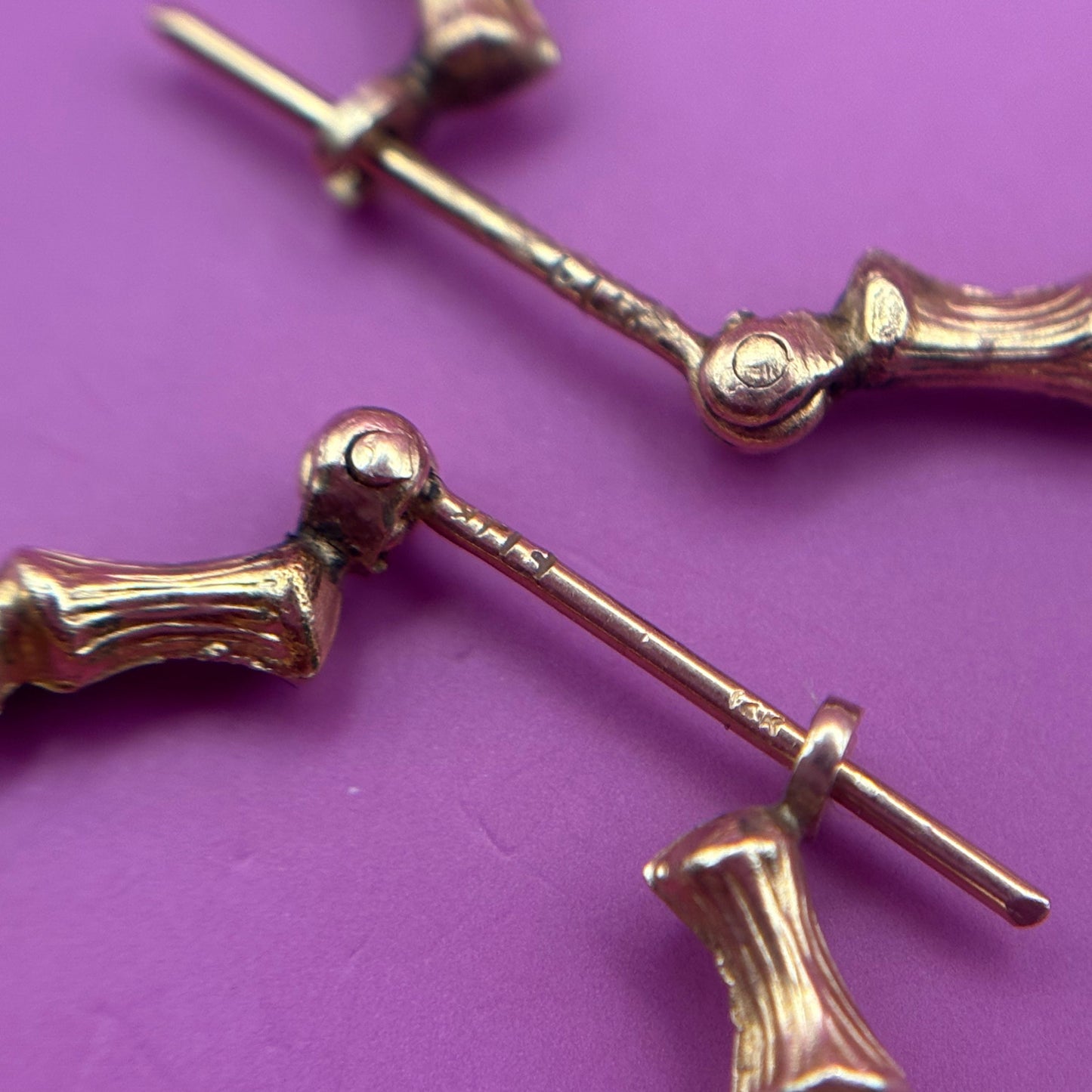 14k bamboo hoops