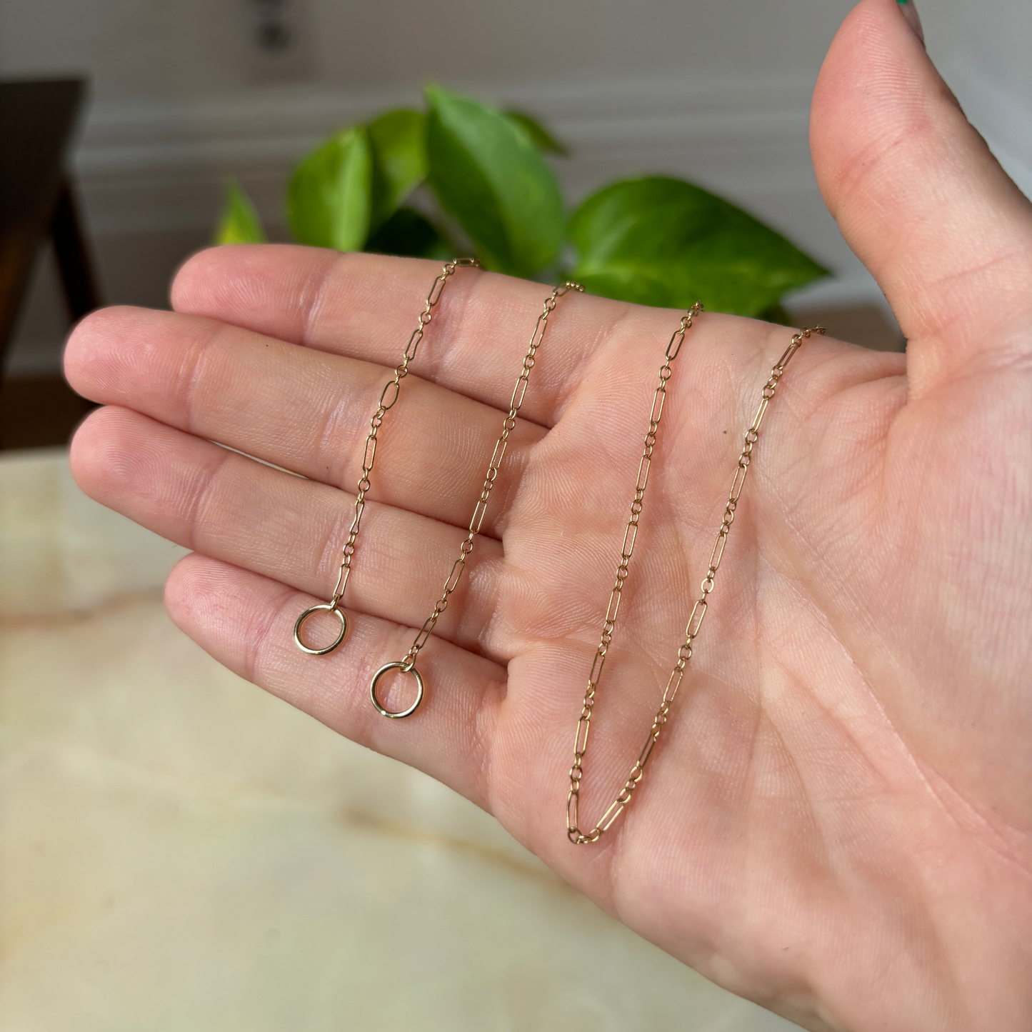 14k vintage link delicate sans-a-clasp chain 18.75"