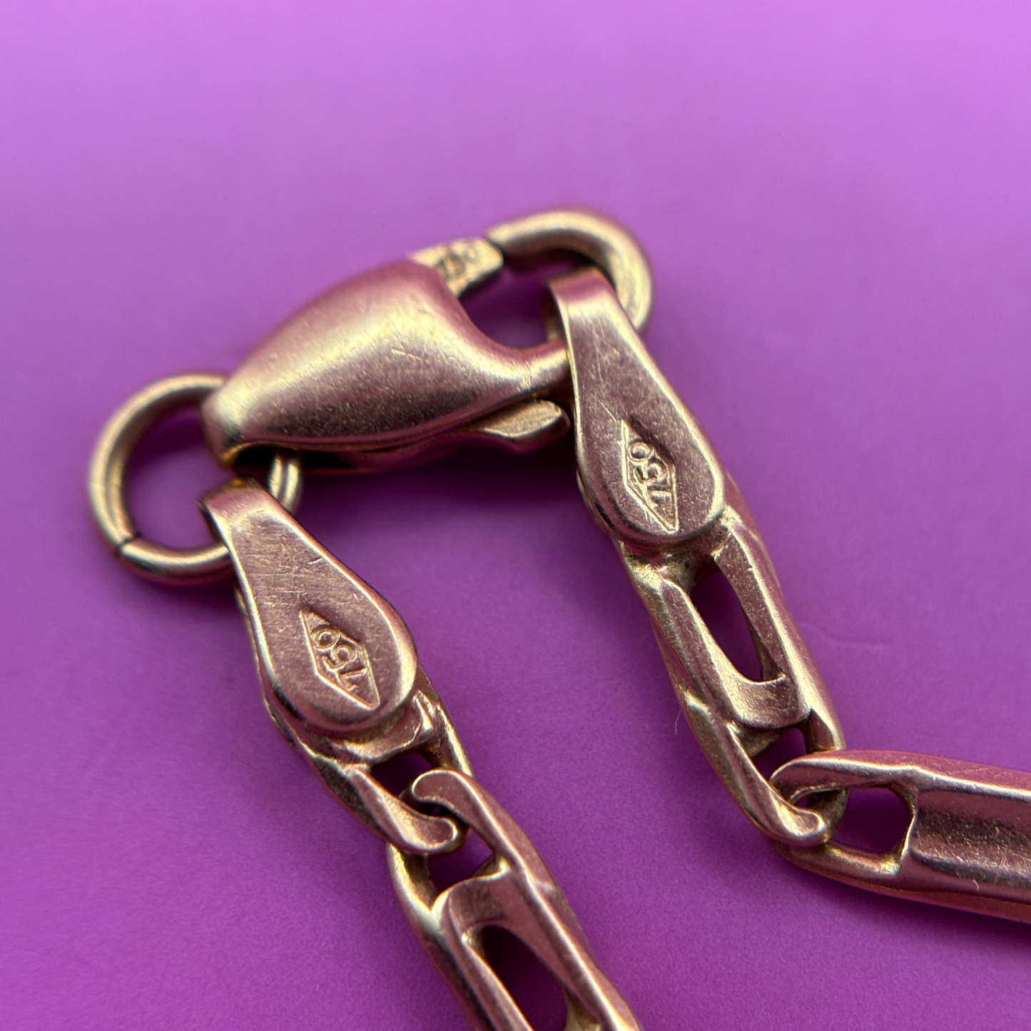 18k birdseye solid bracelet 7.25"