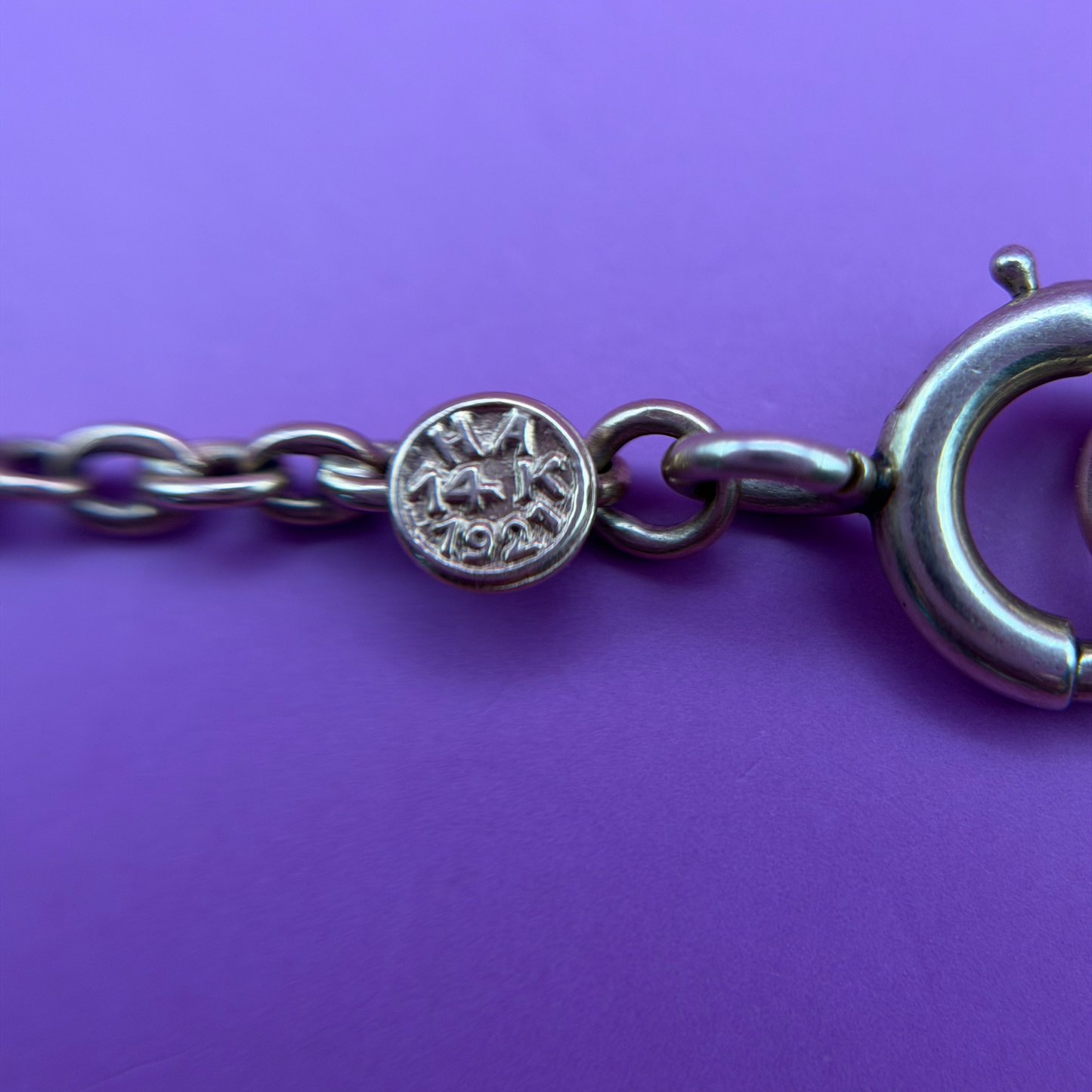 14k antique tri tone bar station watch chain 14.5"