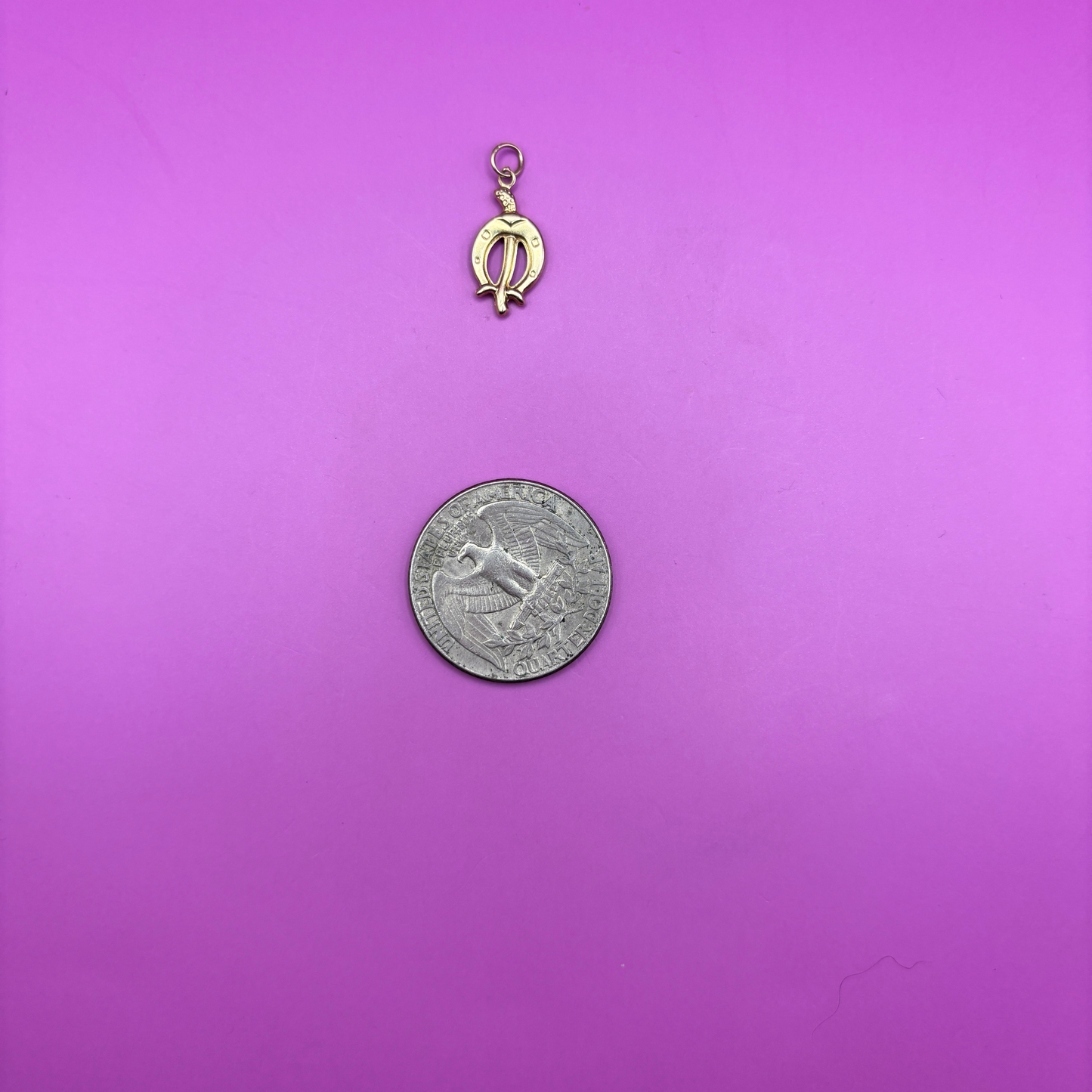 14k horseshoe & crop reversible puffy charm