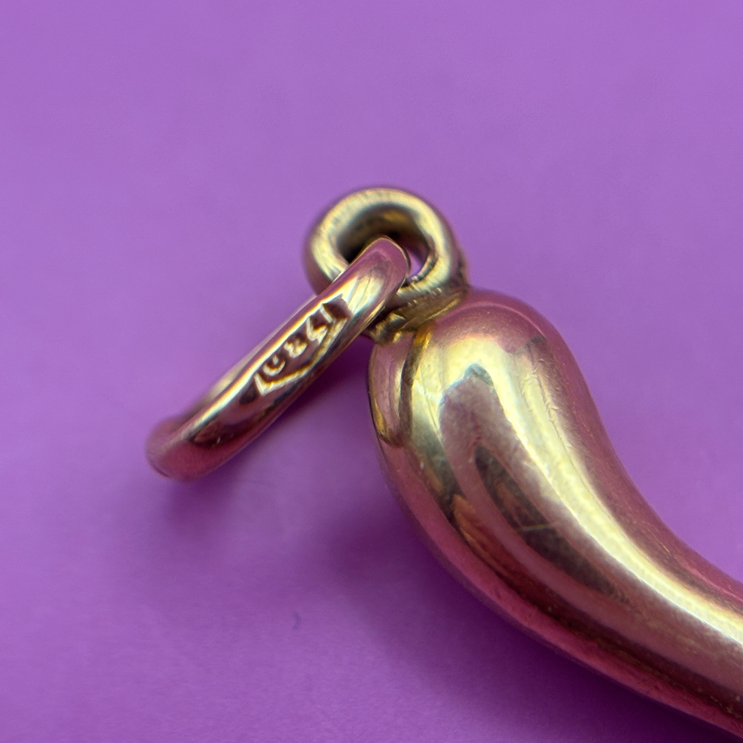 18k semi hollow cornicello