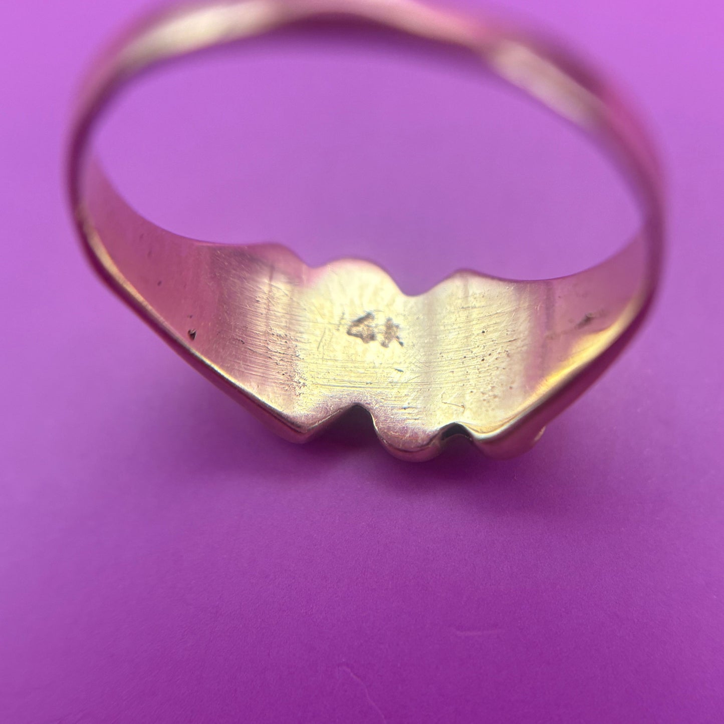 14k double heart CS engraved ring