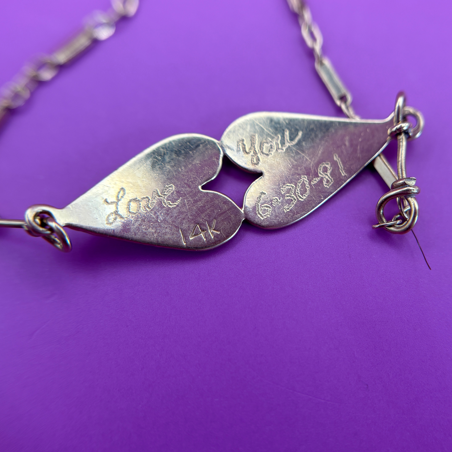 14k double hearts anklet