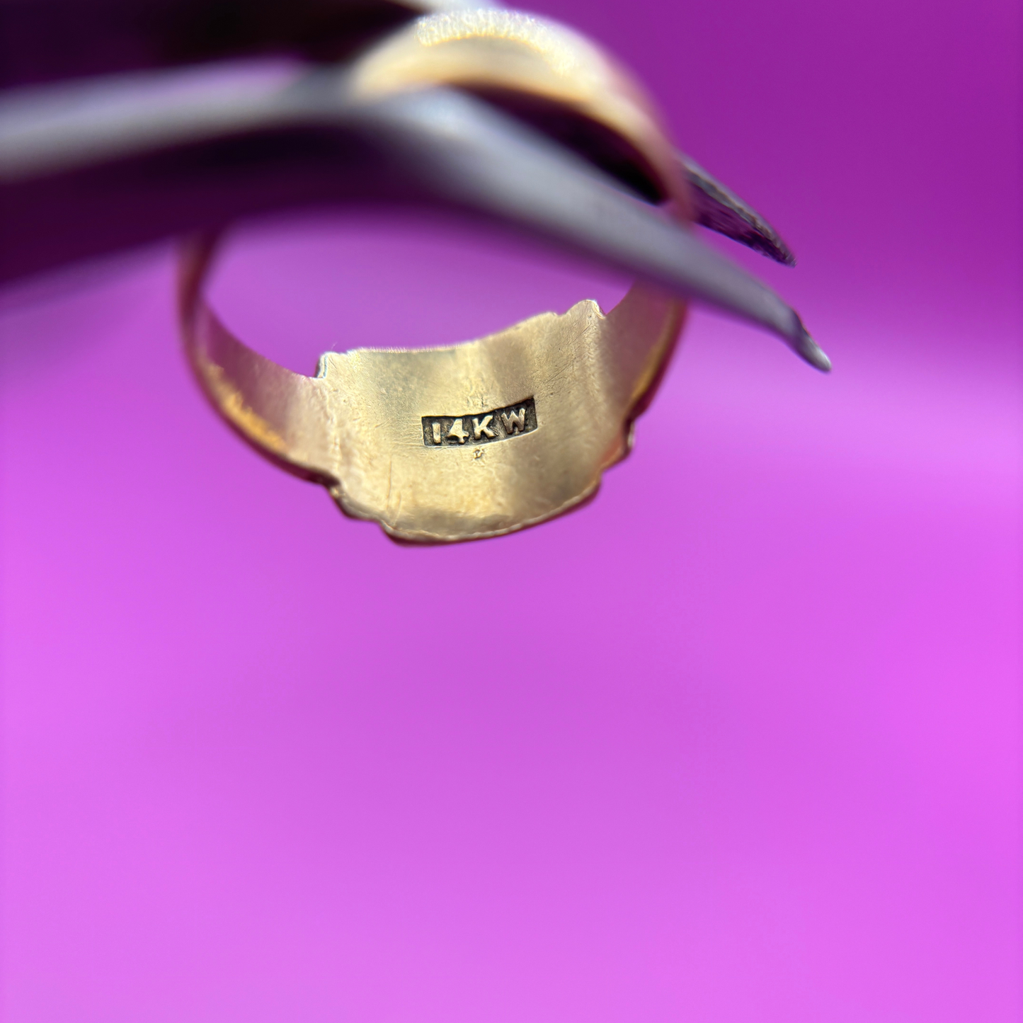 14k pinky signet with initials AVB