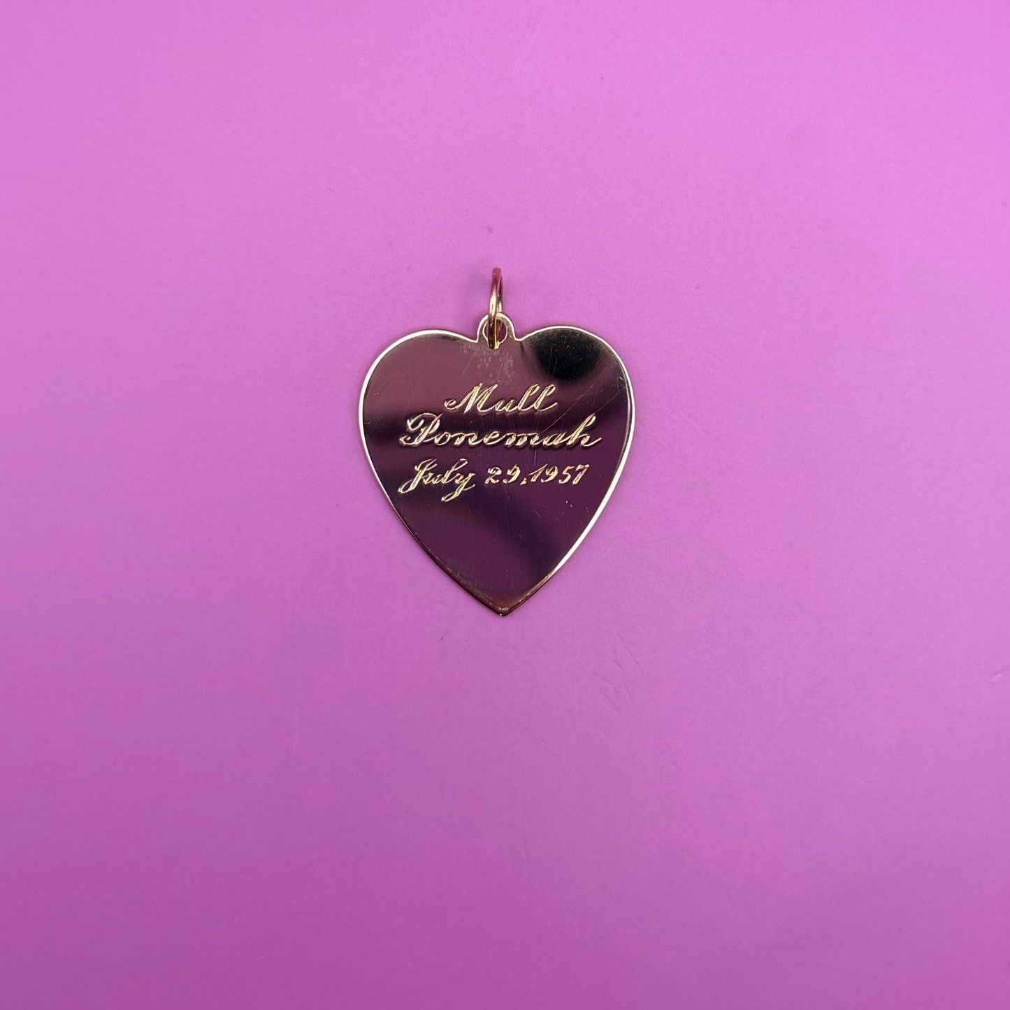 14k engine turned heart charm