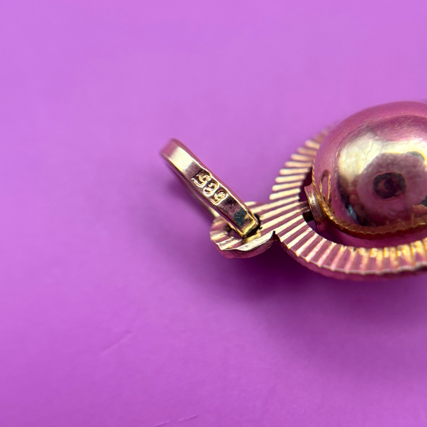 14k spinning orb engine turned charm