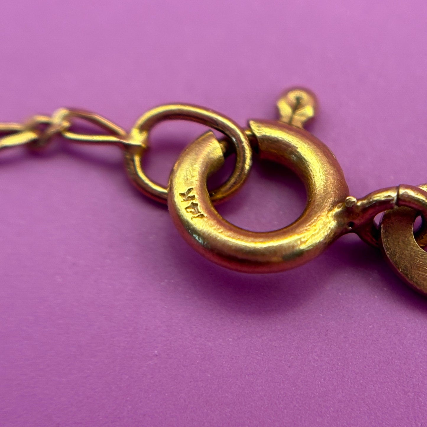 14k vintage link anklet with circle & balls 9.25"