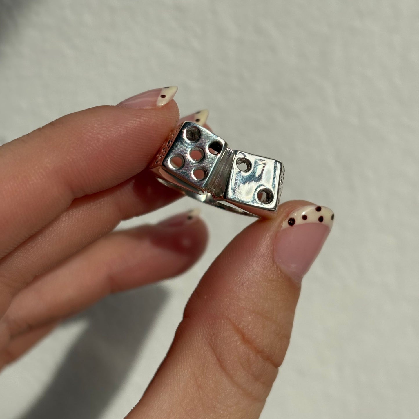 silver 7 dice ring