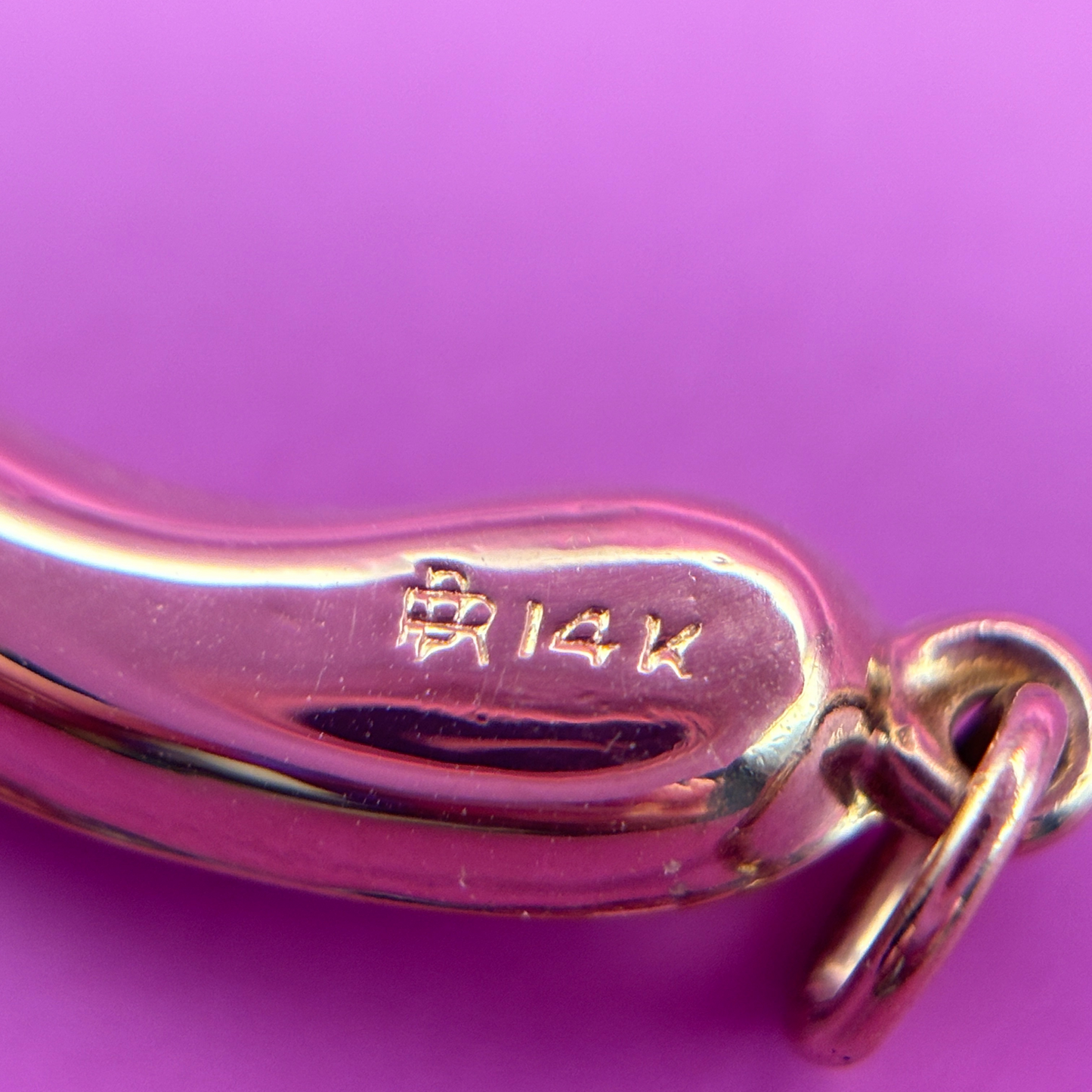 14k hollow cornicello charm