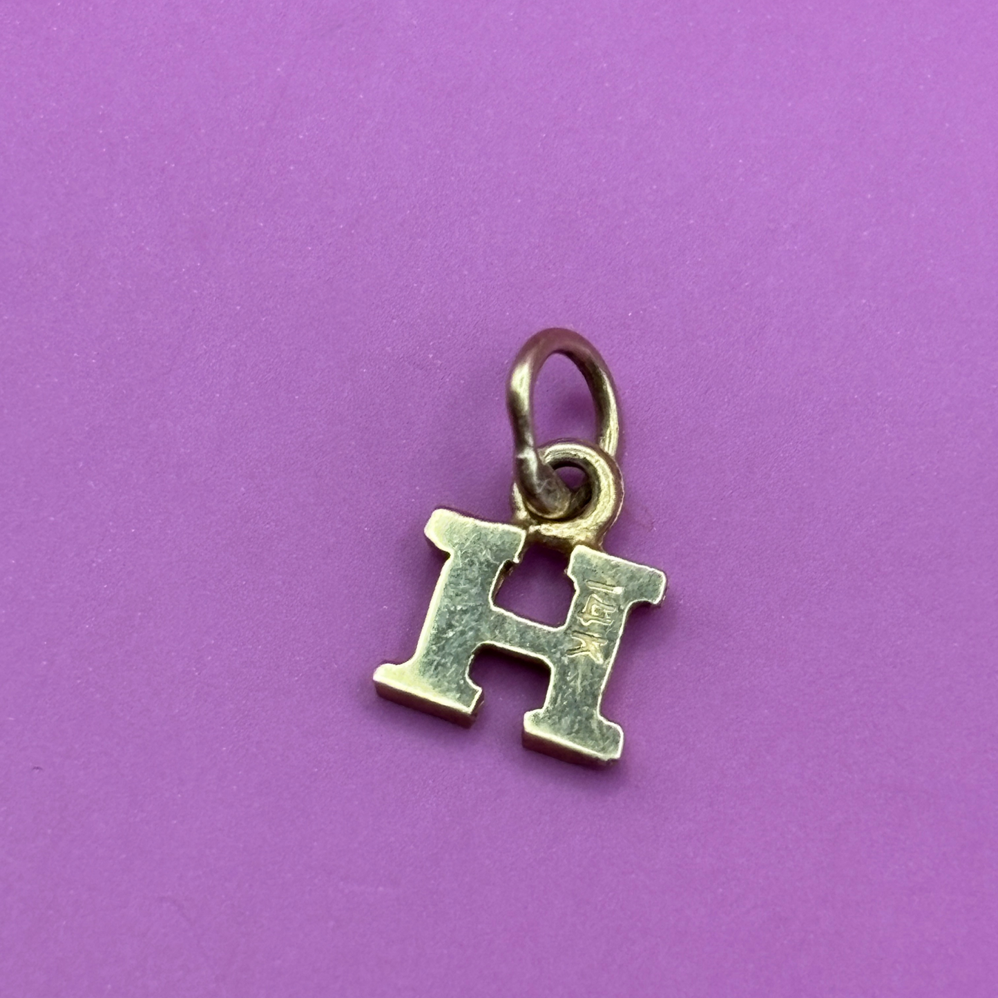 14k letter H mini charm