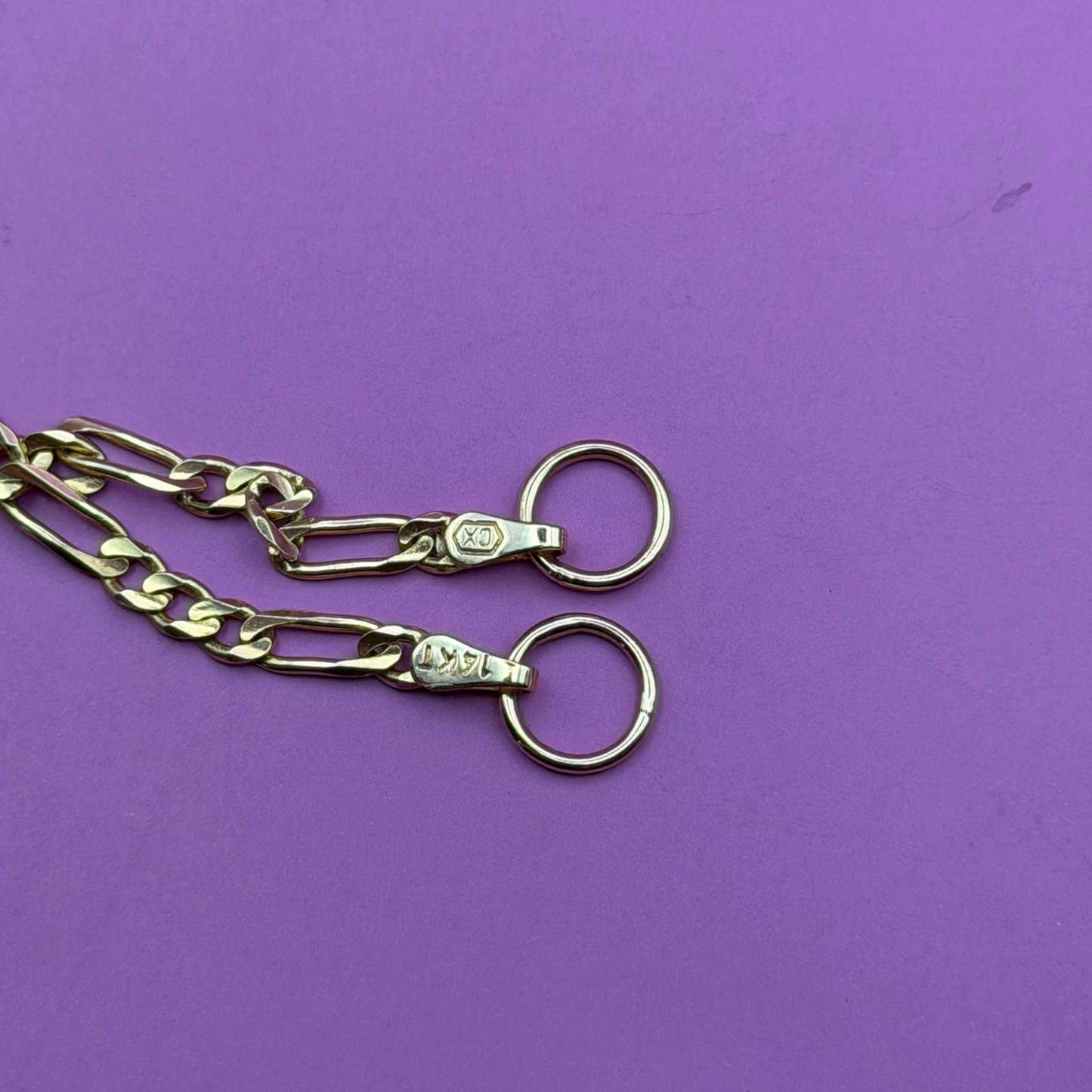 14k figaro sans-a-clasp chain 16.25"