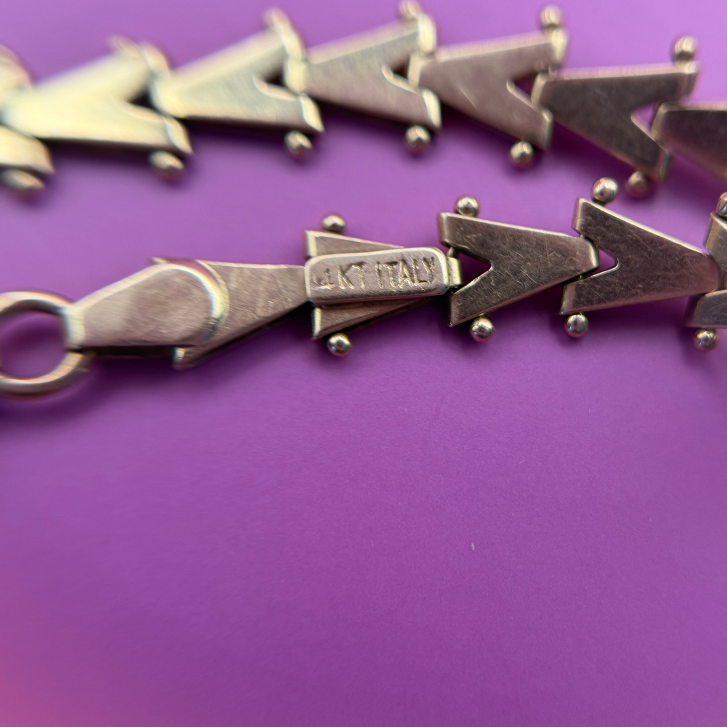 14k chevron link bracelet 7.5"