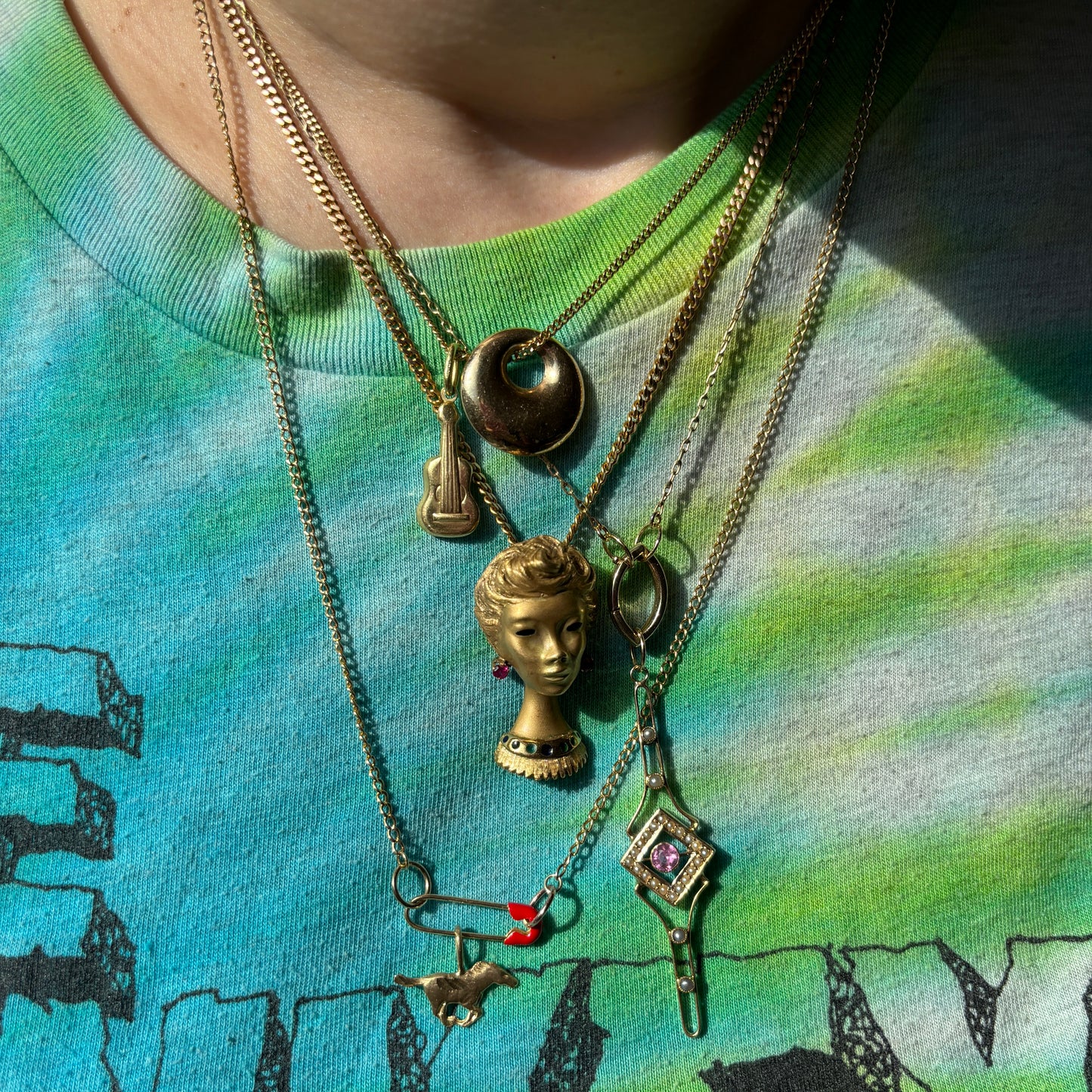 14k safety pin classic & enamel