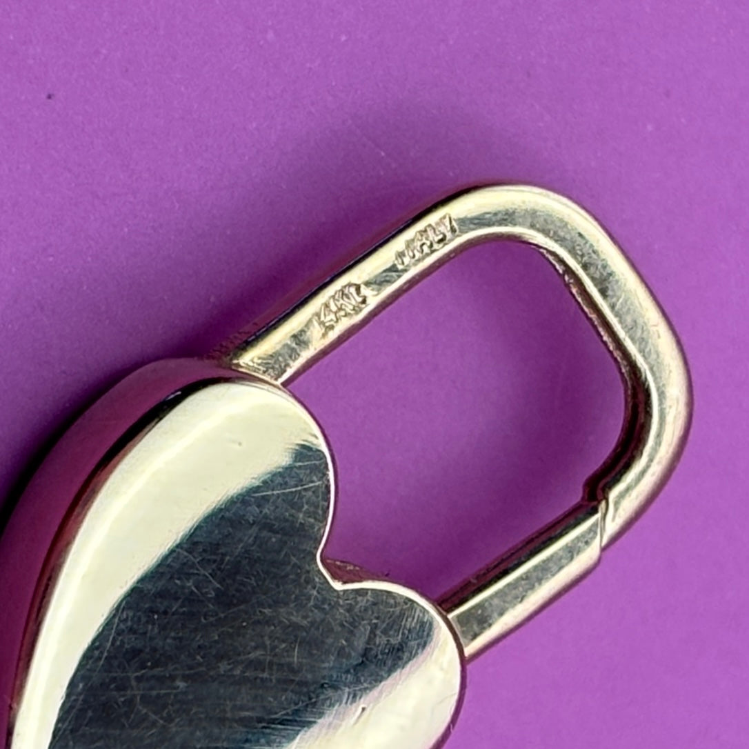14k heart padlock connector