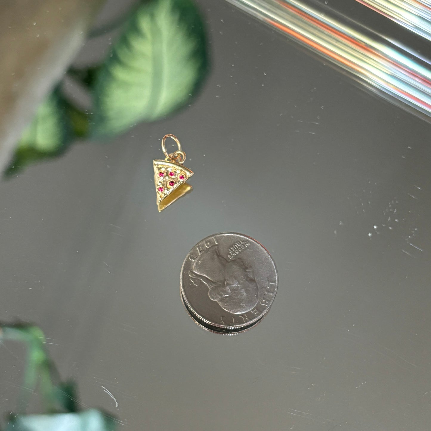 pizza with ruby pepperonis charm