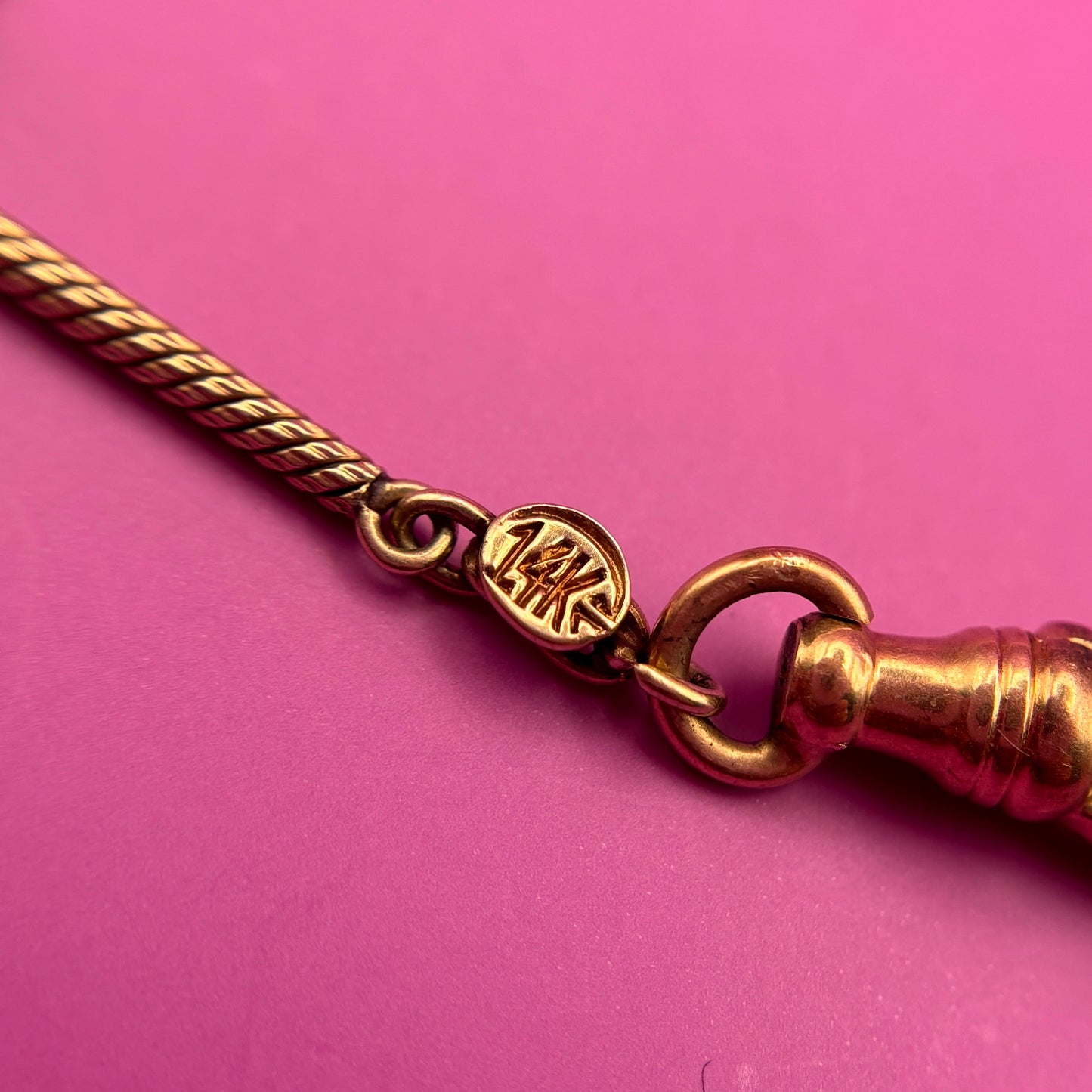 14k striped bar link watch chain 14’’