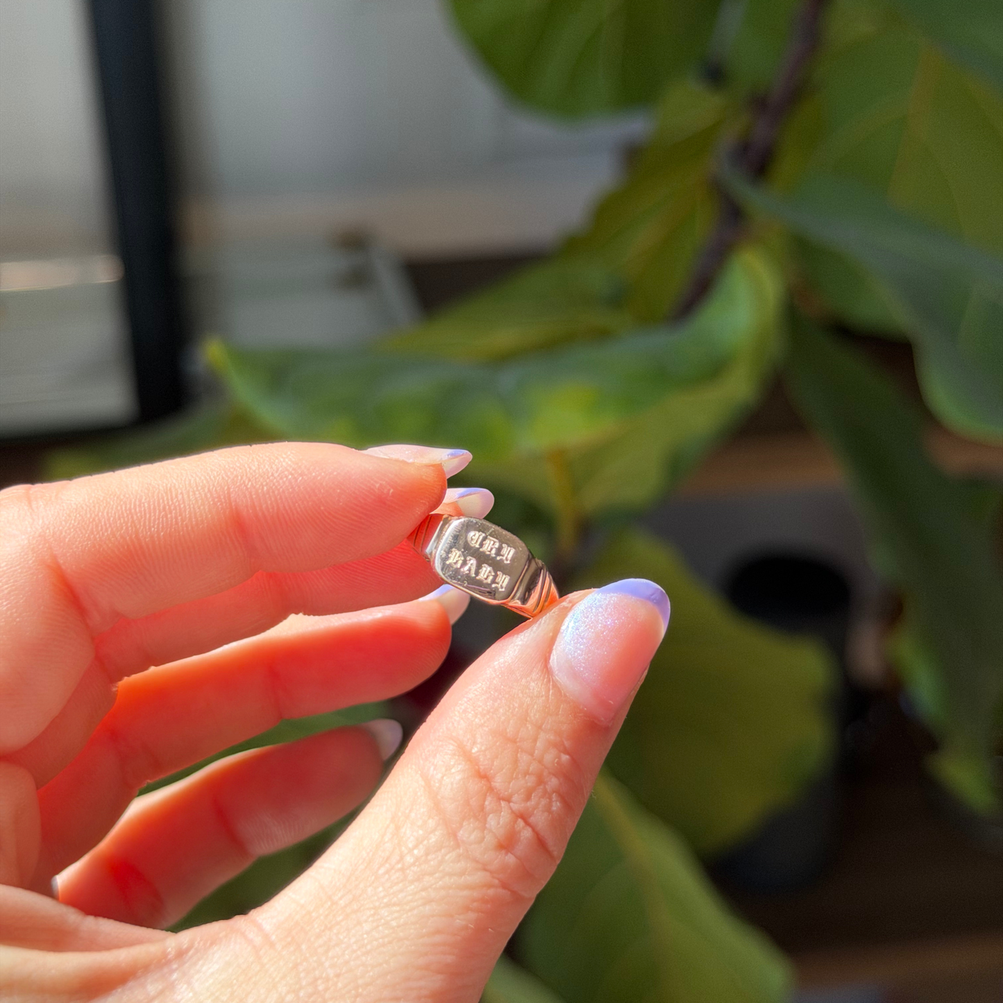 14k cry baby pinky signet