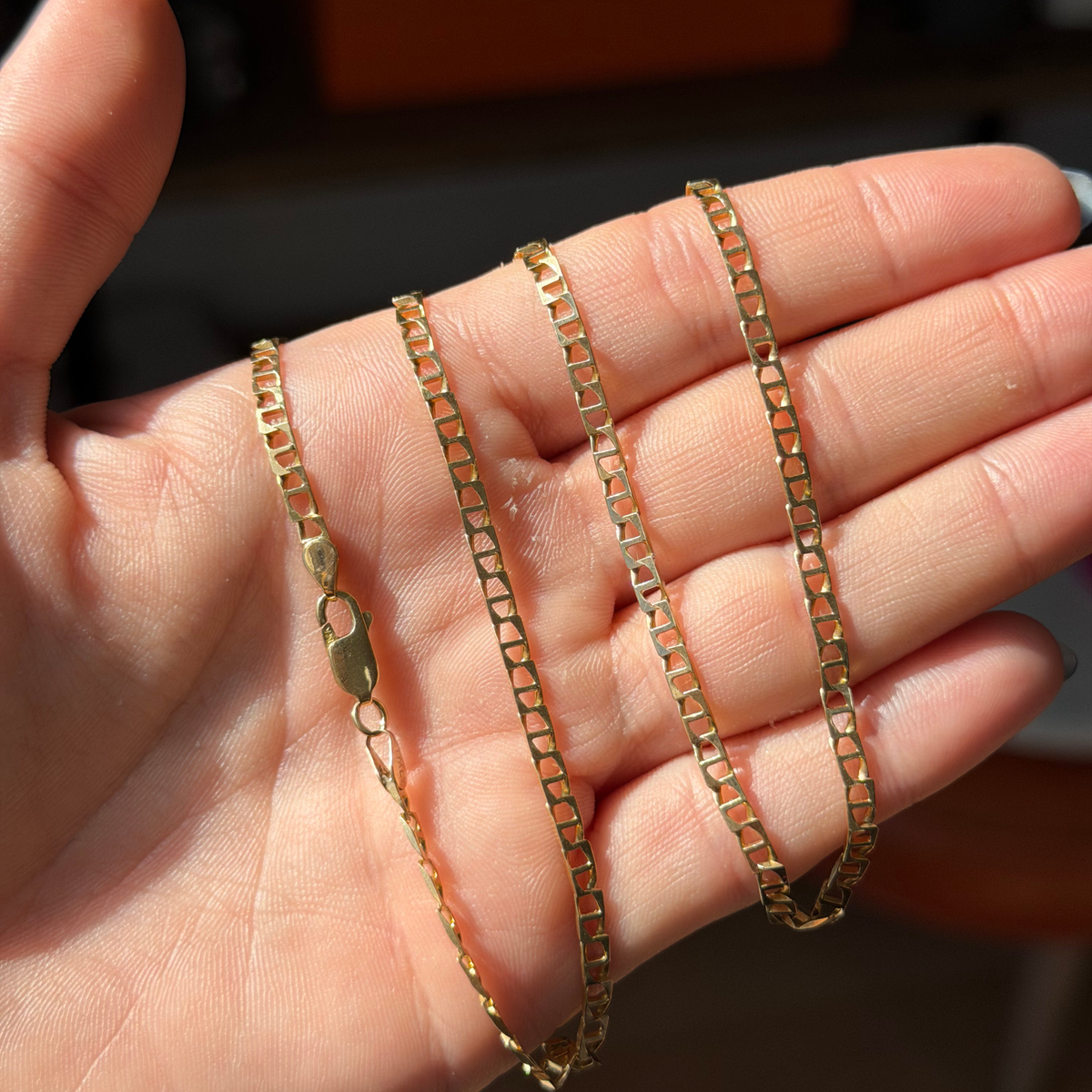 14k square mariner chain 22.25"