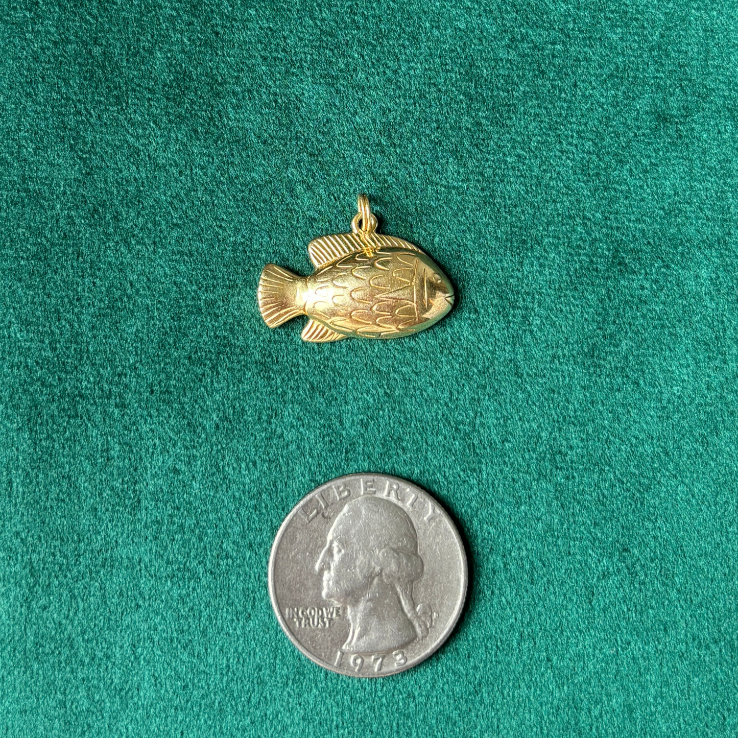 14k grumpy fish charm