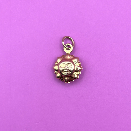 14k hollow double sided sun charm