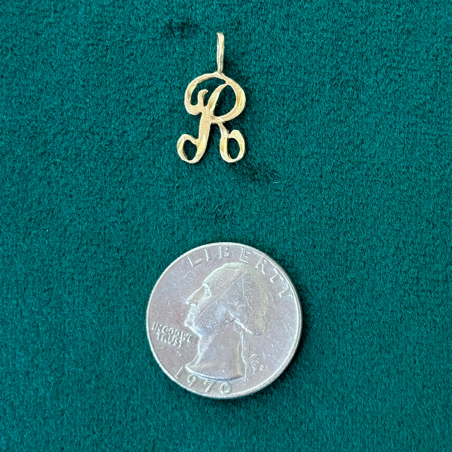 14k letter R charm