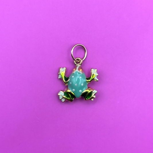 14k enamel hollow frog charm