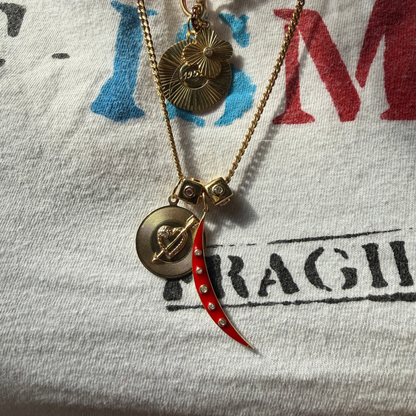 14k heart with arrow & diamond medallion charm