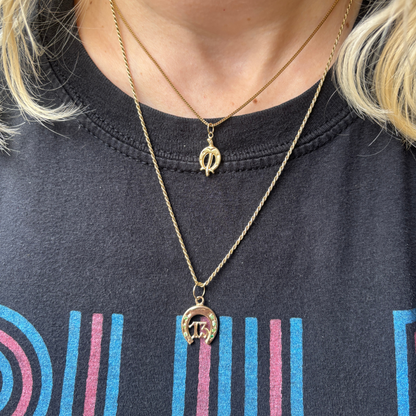 14k horseshoe & crop reversible puffy charm