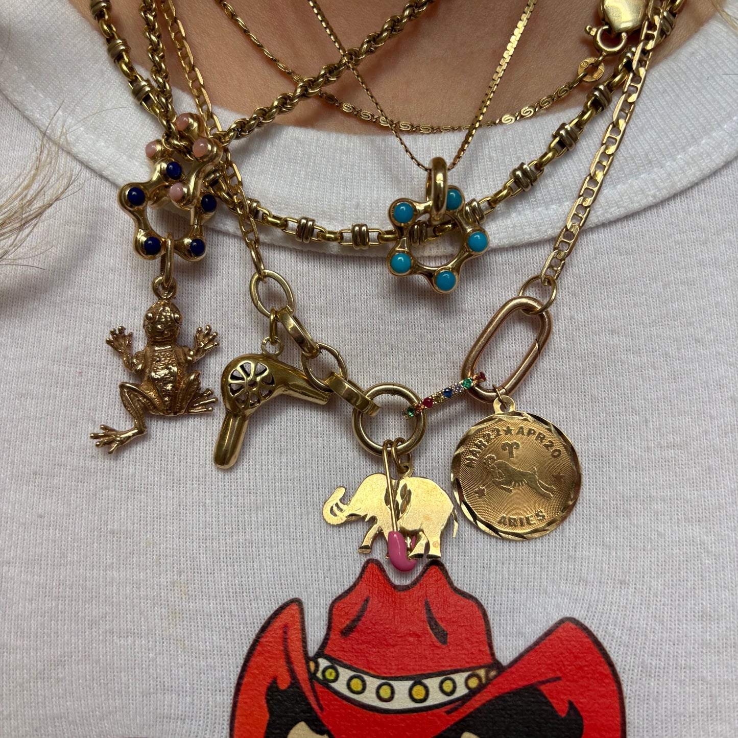 14k aries medallion charm