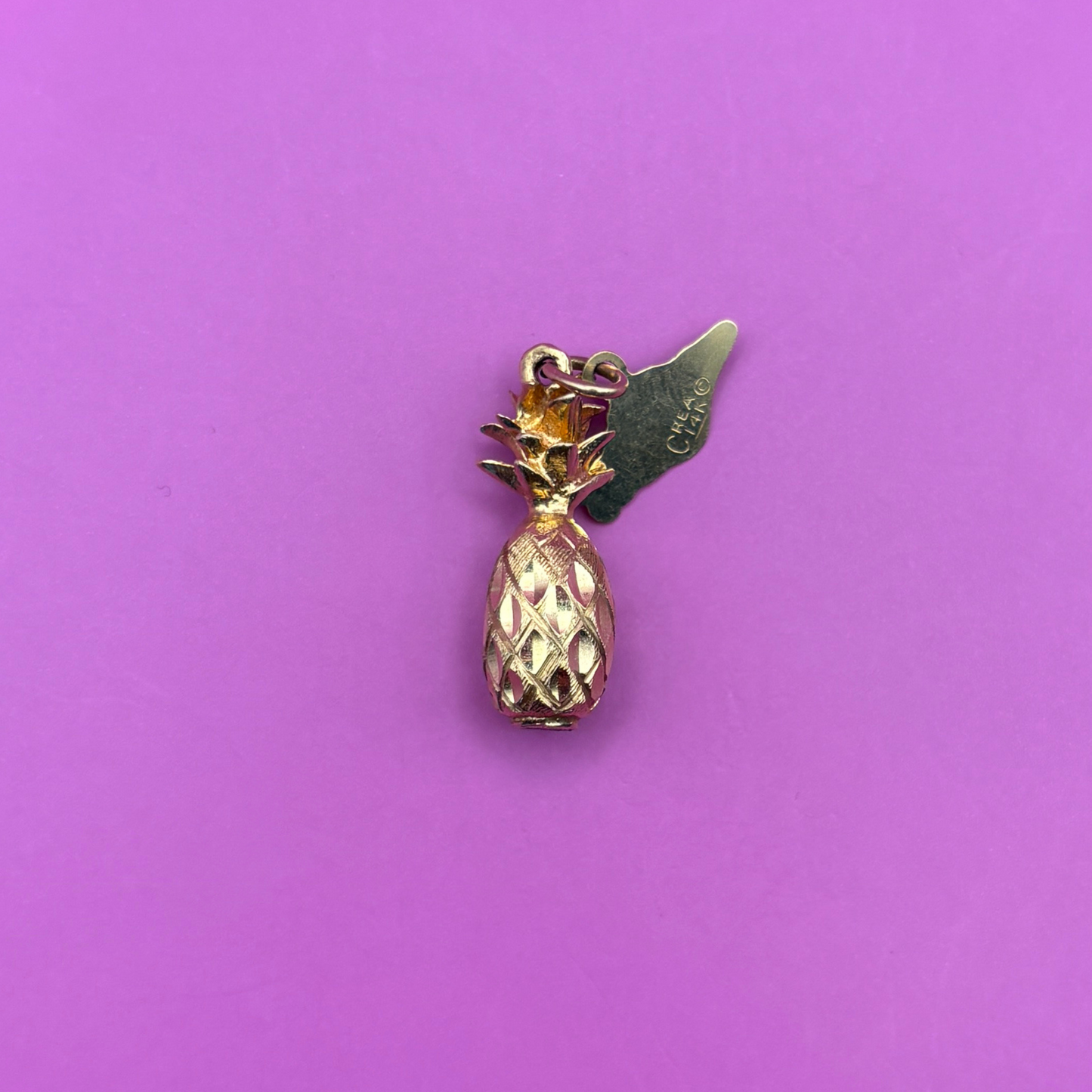 14k pineapple Hawaii tag charm