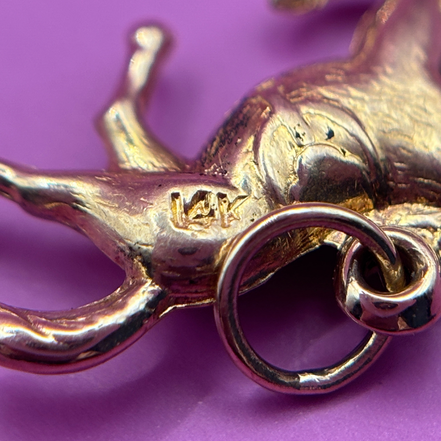 14k double sided hollow horse charm