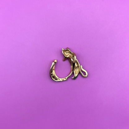 14k kitty & horseshoe with diamonds charm