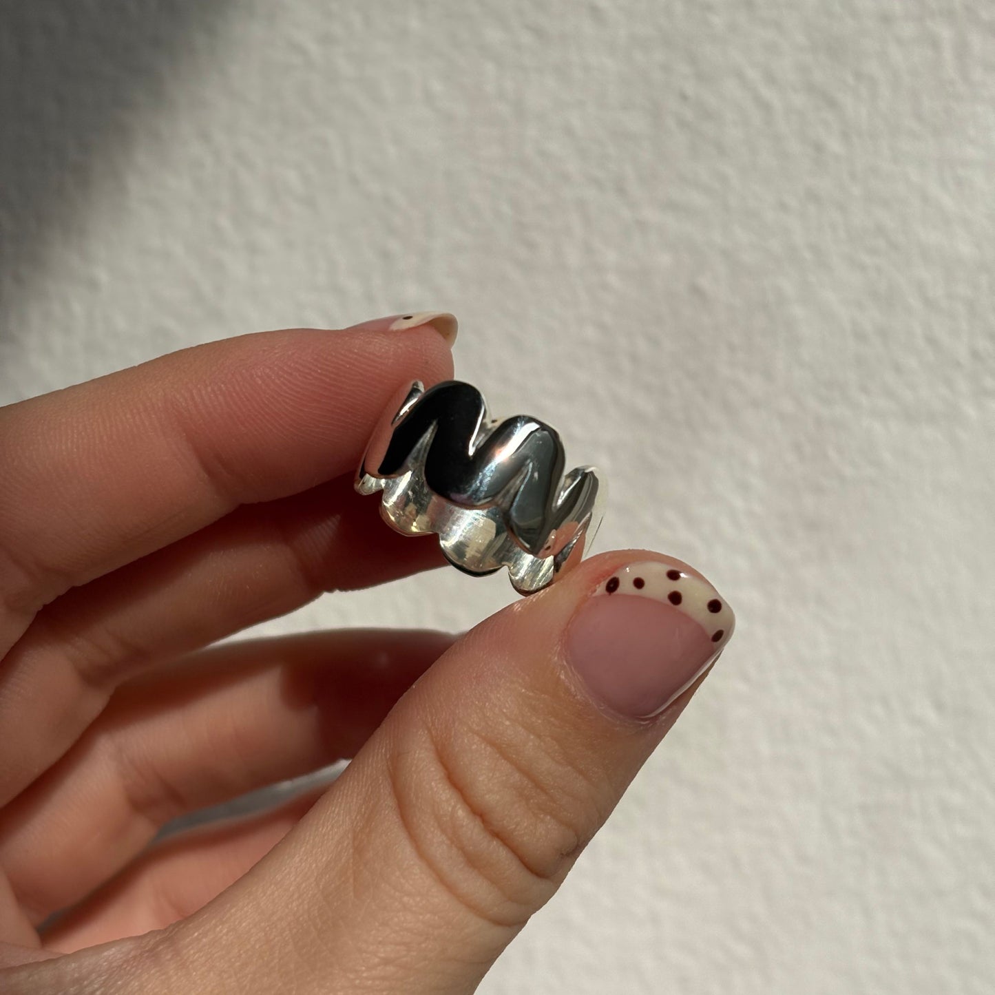 silver squiggle wave infinity band