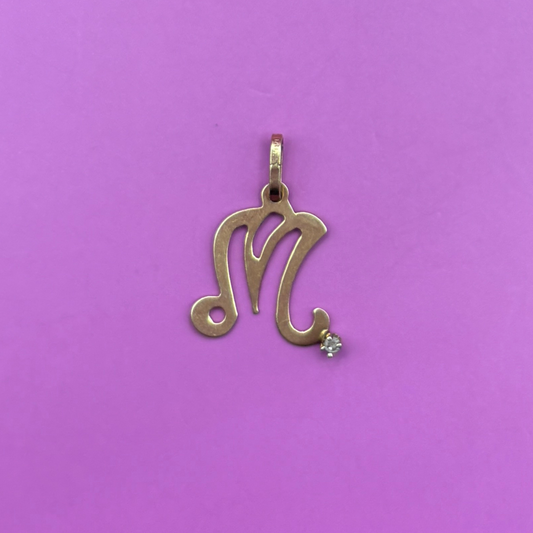 14k letter M with cz charm