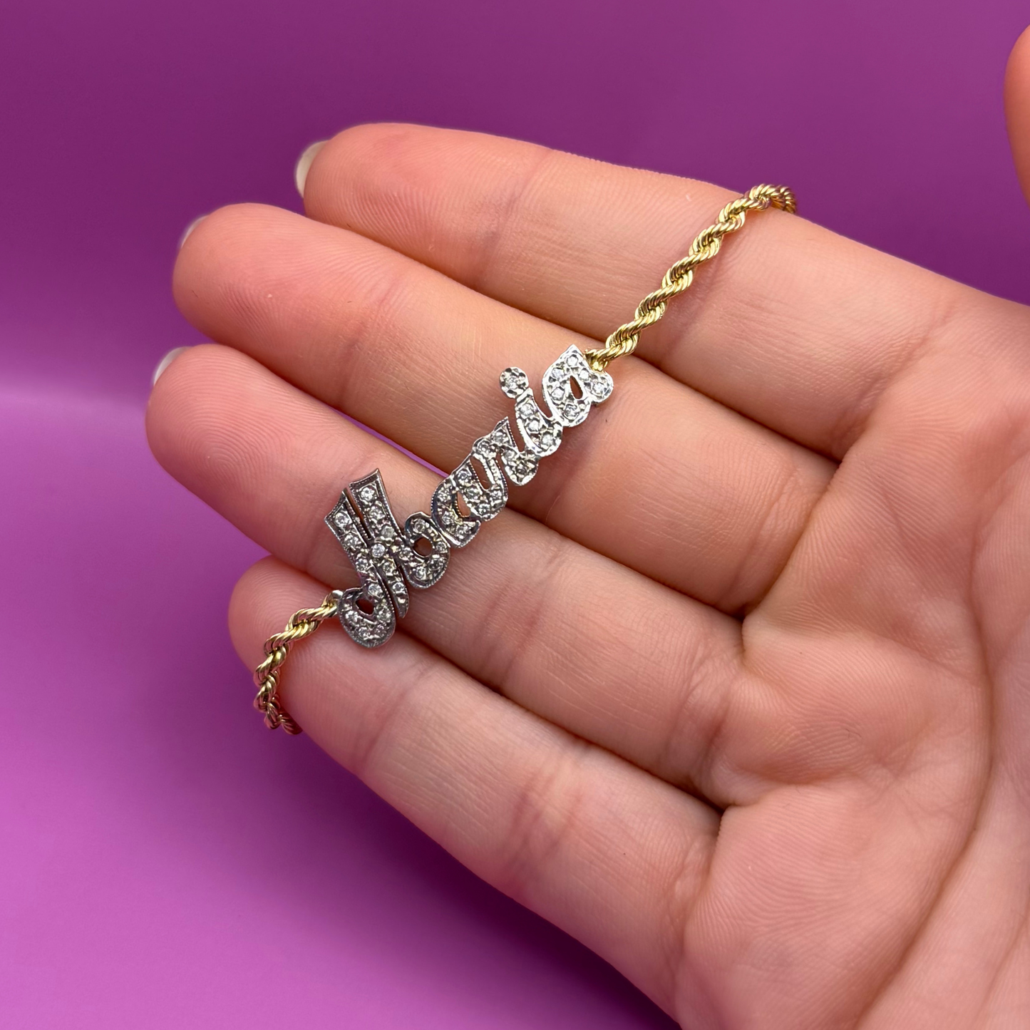 14k Maria rope bracelet with diamonds 6.5"