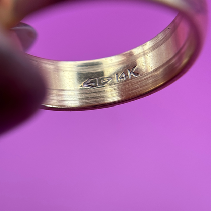 14k engraved leaf motif infinity band