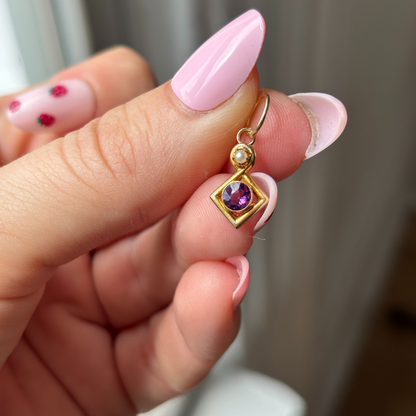 14k stick pin conversion amethyst & pearl charm
