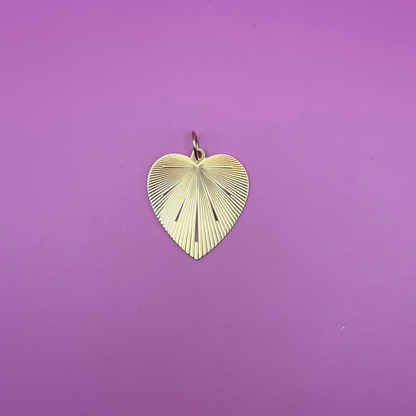 14k engine turned heart charm