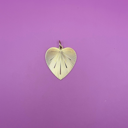 14k engine turned heart charm