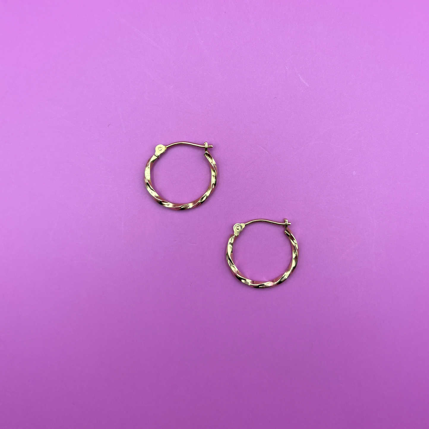 14k hollow twist hoops