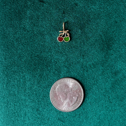 14k mini cherries charm