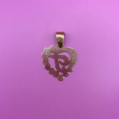 10k letter T heart charm