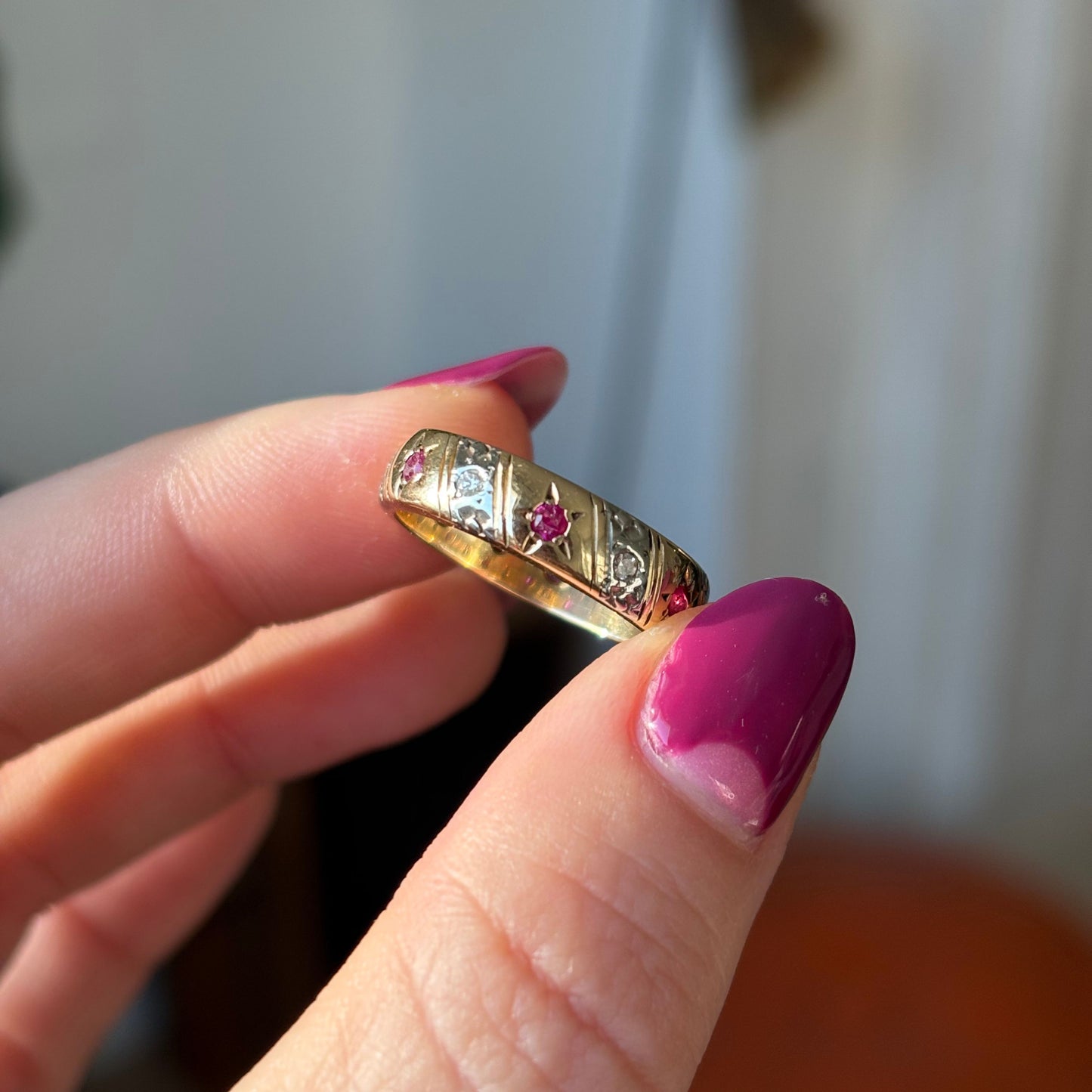 14k rubies diamonds stars infinity band