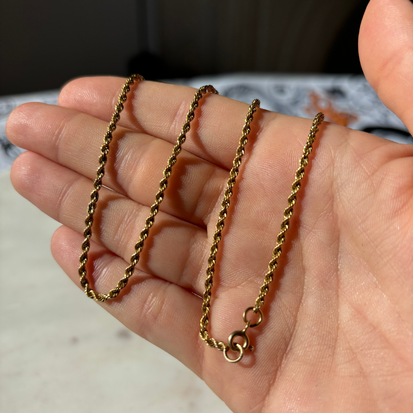 14k medium rope chain with spring clasp 18"