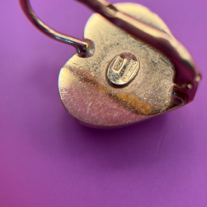 18k semi hollow heart drop earrings