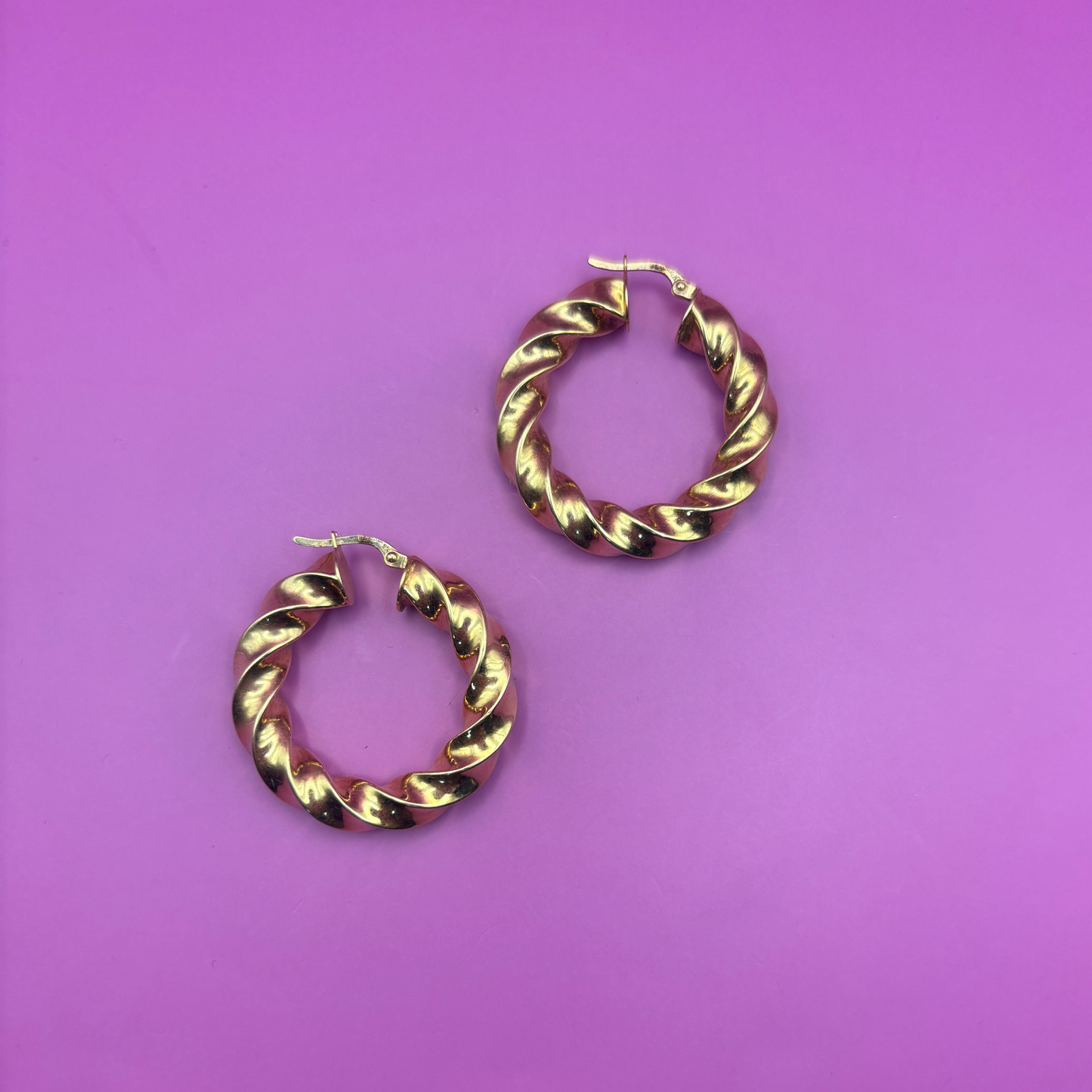 14k twisted hoops