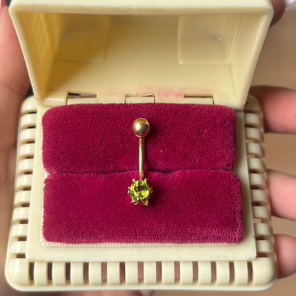 14k belly button ring with peridot